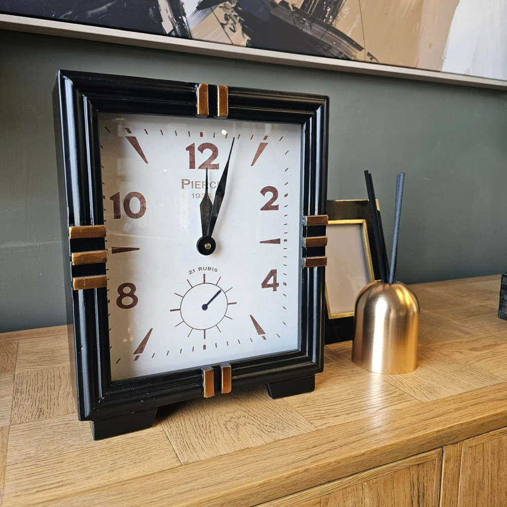 Square Black Mantle Clock