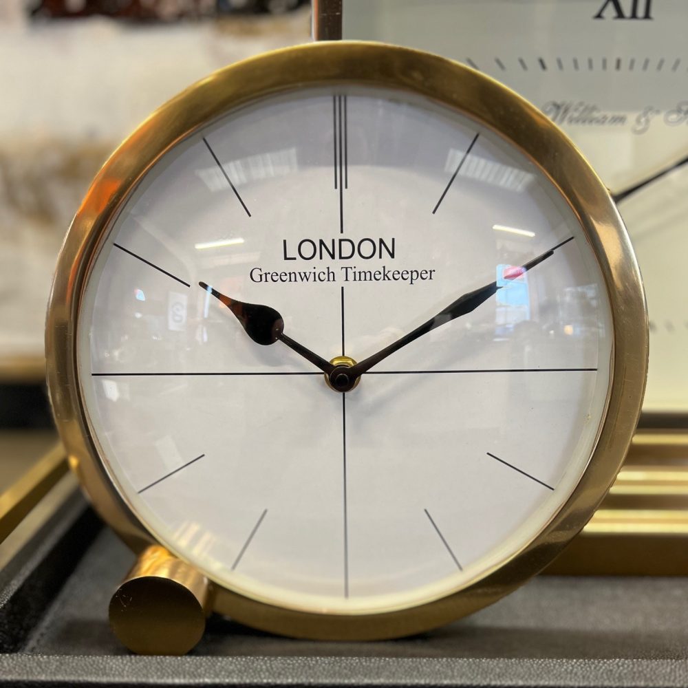 Antique Brass Round Table Clock