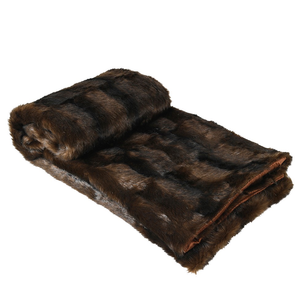 Large Brown Faux Fur Throw