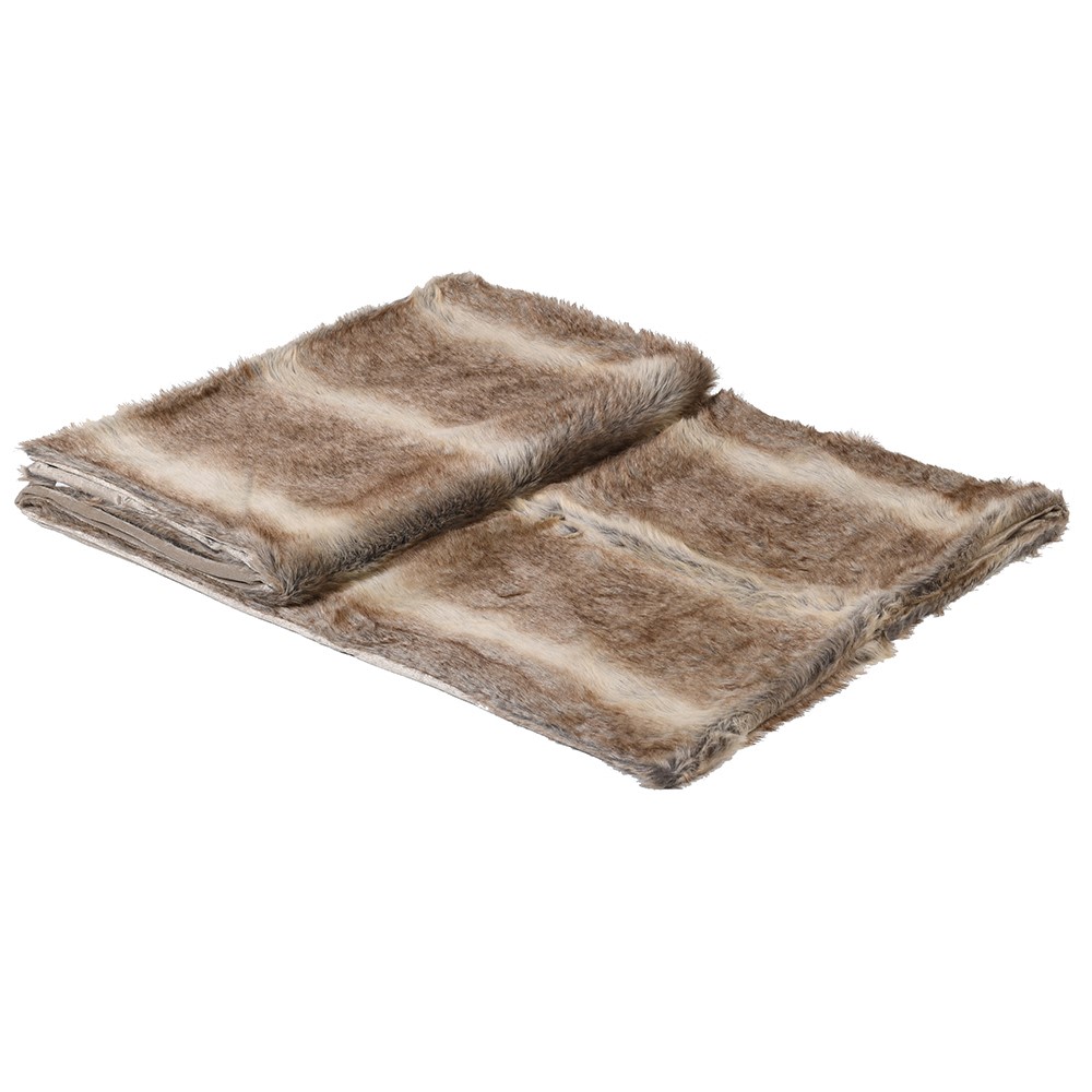 Large Chunky Stripe Faux Fur Throw