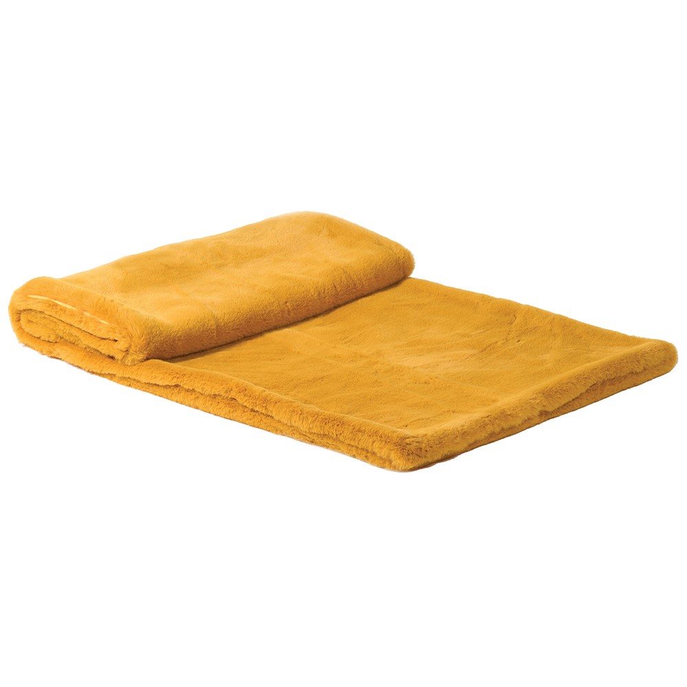 Large Golden Faux Fur Throw