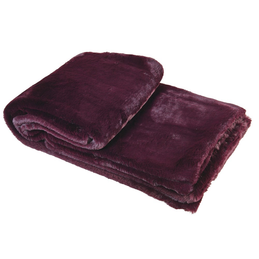 Large Wine Faux Fur Throw