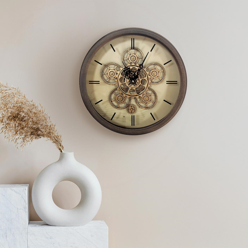 36cm Copper Gears Wall Clock