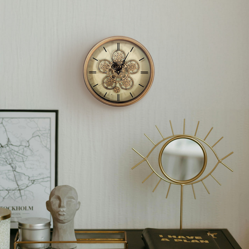 36cm Gold Gears Wall Clock