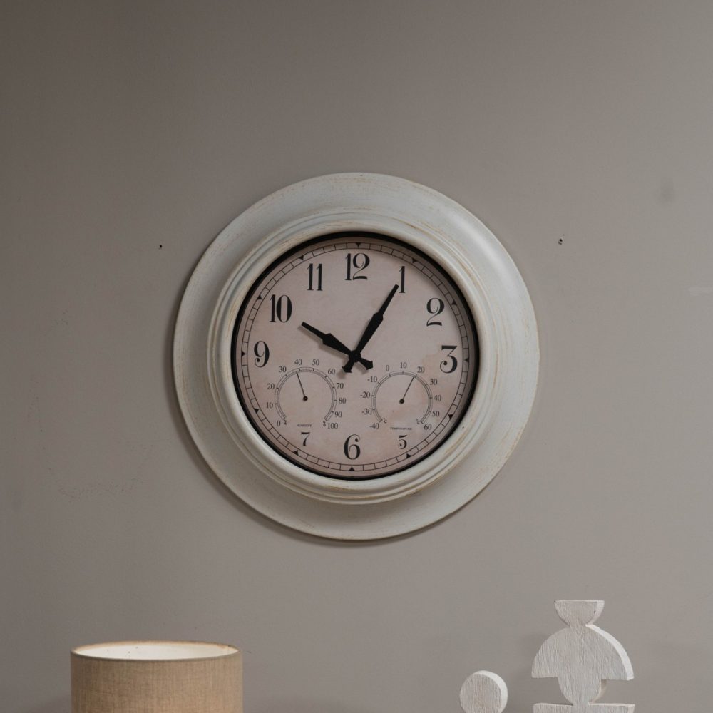 Outdoor Clock with Temperature and Humidity White