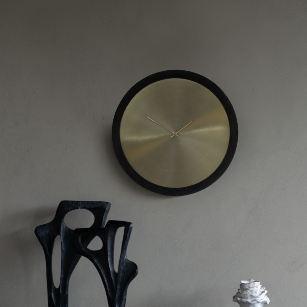 Iron Dial Wall Clock with Wooden Frame